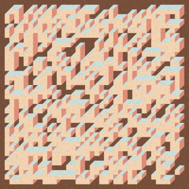 Edward Zajecs 2. Cubo 'nun 1971' deki uygulaması. Esasen 8 taştan oluşan bir Truchet fayans seti ve yerleştirme sanatı illüstrasyonu için kurallar 