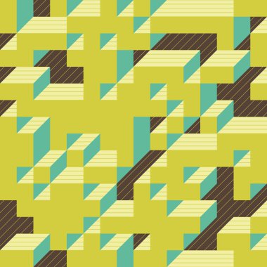 Edward Zajecs 2. Cubo 'nun 1971' deki uygulaması. Esasen 8 taştan oluşan bir Truchet fayans seti ve yerleştirme sanatı illüstrasyonu için kurallar 