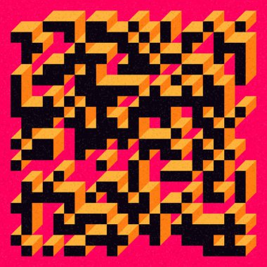 Edward Zajecs 2. Cubo 'nun 1971' deki uygulaması. Esasen 8 taştan oluşan bir Truchet fayans seti ve yerleştirme sanatı illüstrasyonu için kurallar 