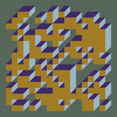 Edward Zajecs 2. Cubo 'nun 1971' deki uygulaması. Esasen 8 taştan oluşan bir Truchet fayans seti ve yerleştirme sanatı illüstrasyonu için kurallar 