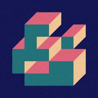 Edward Zajecs 2. Cubo 'nun 1971' deki uygulaması. Esasen 8 taştan oluşan bir Truchet fayans seti ve yerleştirme sanatı illüstrasyonu için kurallar 