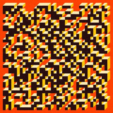 Edward Zajecs 2. Cubo 'nun 1971' deki uygulaması. Esasen 8 taştan oluşan bir Truchet fayans seti ve yerleştirme sanatı illüstrasyonu için kurallar 