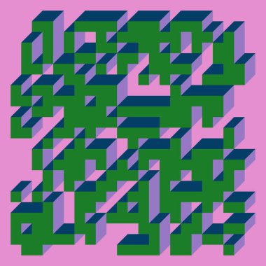 Edward Zajecs 2. Cubo 'nun 1971' deki uygulaması. Esasen 8 taştan oluşan bir Truchet fayans seti ve yerleştirme sanatı illüstrasyonu için kurallar 