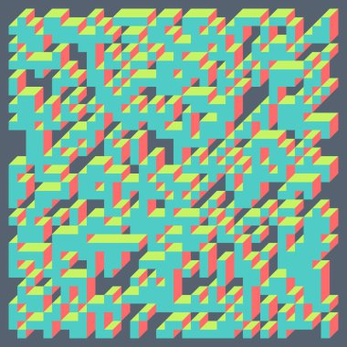 Edward Zajecs 2. Cubo 'nun 1971' deki uygulaması. Esasen 8 taştan oluşan bir Truchet fayans seti ve yerleştirme sanatı illüstrasyonu için kurallar 