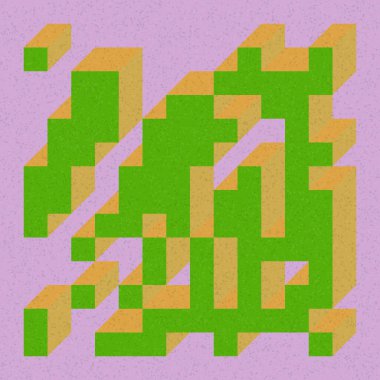 Edward Zajecs 2. Cubo 'nun 1971' deki uygulaması. Esasen 8 taştan oluşan bir Truchet fayans seti ve yerleştirme sanatı illüstrasyonu için kurallar 