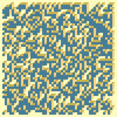 Edward Zajecs 2. Cubo 'nun 1971' deki uygulaması. Esasen 8 taştan oluşan bir Truchet fayans seti ve yerleştirme sanatı illüstrasyonu için kurallar 