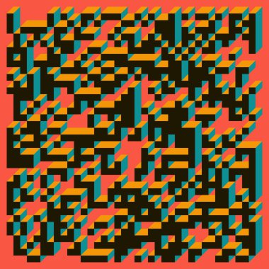 Edward Zajecs 2. Cubo 'nun 1971' deki uygulaması. Esasen 8 taştan oluşan bir Truchet fayans seti ve yerleştirme sanatı illüstrasyonu için kurallar 