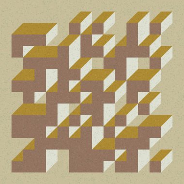 Edward Zajecs 2. Cubo 'nun 1971' deki uygulaması. Esasen 8 taştan oluşan bir Truchet fayans seti ve yerleştirme sanatı illüstrasyonu için kurallar 