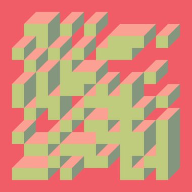 Edward Zajecs 2. Cubo 'nun 1971' deki uygulaması. Esasen 8 taştan oluşan bir Truchet fayans seti ve yerleştirme sanatı illüstrasyonu için kurallar  