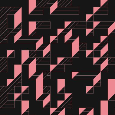 Edward Zajecs 2. Cubo 'nun 1971' deki uygulaması. Esasen 8 taştan oluşan bir Truchet fayans seti ve yerleştirme sanatı illüstrasyonu için kurallar 