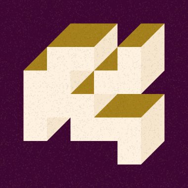 Edward Zajecs 2. Cubo 'nun 1971' deki uygulaması. Esasen 8 taştan oluşan bir Truchet fayans seti ve yerleştirme sanatı illüstrasyonu için kurallar 