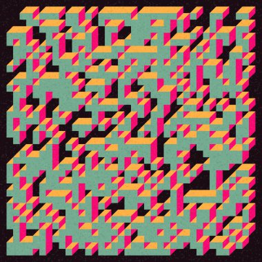 Edward Zajecs 2. Cubo 'nun 1971' deki uygulaması. Esasen 8 taştan oluşan bir Truchet fayans seti ve yerleştirme sanatı illüstrasyonu için kurallar 