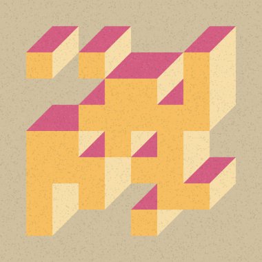 Edward Zajecs 2. Cubo 'nun 1971' deki uygulaması. Esasen 8 taştan oluşan bir Truchet fayans seti ve yerleştirme sanatı illüstrasyonu için kurallar 