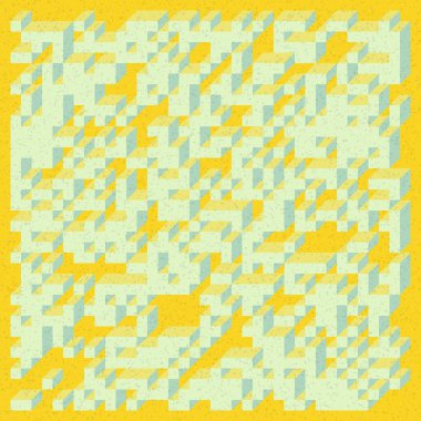 Edward Zajecs 2. Cubo 'nun 1971' deki uygulaması. Esasen 8 taştan oluşan bir Truchet fayans seti ve yerleştirme sanatı illüstrasyonu için kurallar 