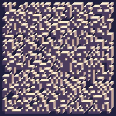 Edward Zajecs 2. Cubo 'nun 1971' deki uygulaması. Esasen 8 taştan oluşan bir Truchet fayans seti ve yerleştirme sanatı illüstrasyonu için kurallar 