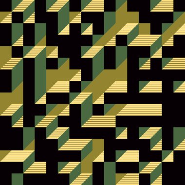 Edward Zajecs 2. Cubo 'nun 1971' deki uygulaması. Esasen 8 taştan oluşan bir Truchet fayans seti ve yerleştirme sanatı illüstrasyonu için kurallar 