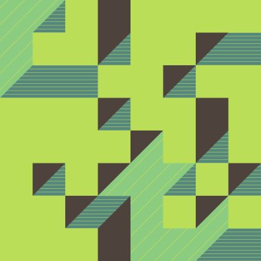 Edward Zajecs 2. Cubo 'nun 1971' deki uygulaması. Esasen 8 taştan oluşan bir Truchet fayans seti ve yerleştirme sanatı illüstrasyonu için kurallar 