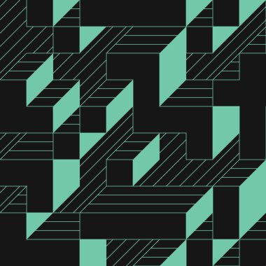 Edward Zajecs 2. Cubo 'nun 1971' deki uygulaması. Esasen 8 taştan oluşan bir Truchet fayans seti ve yerleştirme sanatı illüstrasyonu için kurallar 