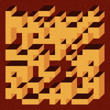 Edward Zajecs 2. Cubo 'nun 1971' deki uygulaması. Esasen 8 taştan oluşan bir Truchet fayans seti ve yerleştirme sanatı illüstrasyonu için kurallar 