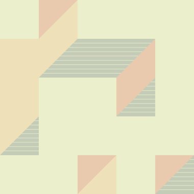 Edward Zajecs 2. Cubo 'nun 1971' deki uygulaması. Esasen 8 taştan oluşan bir Truchet fayans seti ve yerleştirme sanatı illüstrasyonu için kurallar 