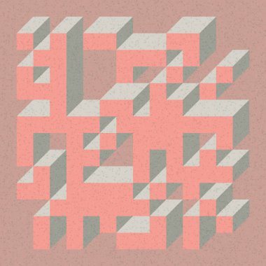 Edward Zajecs 2. Cubo 'nun 1971' deki uygulaması. Esasen 8 taştan oluşan bir Truchet fayans seti ve yerleştirme sanatı illüstrasyonu için kurallar 