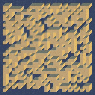 Edward Zajecs 2. Cubo 'nun 1971' deki uygulaması. Esasen 8 taştan oluşan bir Truchet fayans seti ve yerleştirme sanatı illüstrasyonu için kurallar 