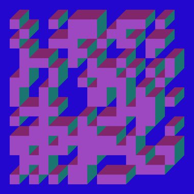 Edward Zajecs 2. Cubo 'nun 1971' deki uygulaması. Esasen 8 taştan oluşan bir Truchet fayans seti ve yerleştirme sanatı illüstrasyonu için kurallar 