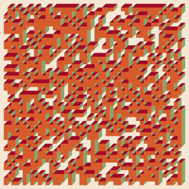 Edward Zajecs 2. Cubo 'nun 1971' deki uygulaması. Esasen 8 taştan oluşan bir Truchet fayans seti ve yerleştirme sanatı illüstrasyonu için kurallar 