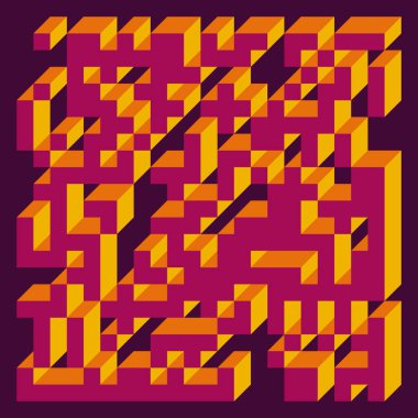 Edward Zajecs 2. Cubo 'nun 1971' deki uygulaması. Esasen 8 taştan oluşan bir Truchet fayans seti ve yerleştirme sanatı illüstrasyonu için kurallar 