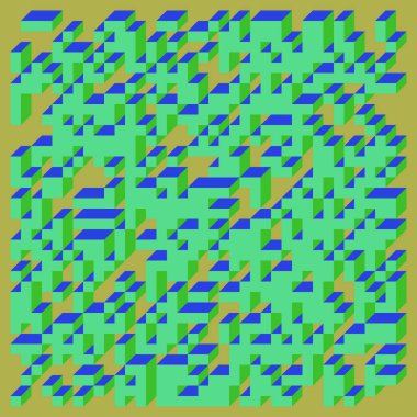 Edward Zajecs 2. Cubo 'nun 1971' deki uygulaması. Esasen 8 taştan oluşan bir Truchet fayans seti ve yerleştirme sanatı illüstrasyonu için kurallar 