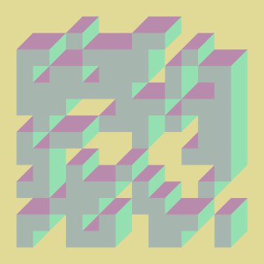 Edward Zajecs 2. Cubo 'nun 1971' deki uygulaması. Esasen 8 taştan oluşan bir Truchet fayans seti ve yerleştirme sanatı illüstrasyonu için kurallar 