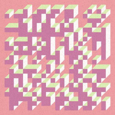 Edward Zajecs 2. Cubo 'nun 1971' deki uygulaması. Esasen 8 taştan oluşan bir Truchet fayans seti ve yerleştirme sanatı illüstrasyonu için kurallar 