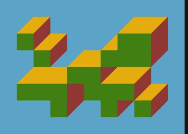 Edward Zajecs 2. Cubo 'nun 1971' deki uygulaması. Esasen 8 taştan oluşan bir Truchet fayans seti ve yerleştirme sanatı illüstrasyonu için kurallar 