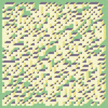 Edward Zajecs 2. Cubo 'nun 1971' deki uygulaması. Esasen 8 taştan oluşan bir Truchet fayans seti ve yerleştirme sanatı illüstrasyonu için kurallar 