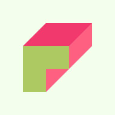 Edward Zajecs 2. Cubo 'nun 1971' deki uygulaması. Esasen 8 taştan oluşan bir Truchet fayans seti ve yerleştirme sanatı illüstrasyonu için kurallar 