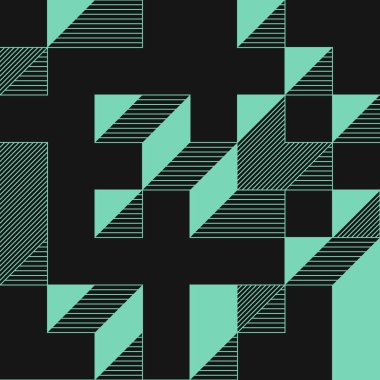 Edward Zajecs 2. Cubo 'nun 1971' deki uygulaması. Esasen 8 taştan oluşan bir Truchet fayans seti ve yerleştirme sanatı illüstrasyonu için kurallar 