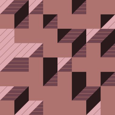 Edward Zajecs 2. Cubo 'nun 1971' deki uygulaması. Esasen 8 taştan oluşan bir Truchet fayans seti ve yerleştirme sanatı illüstrasyonu için kurallar 