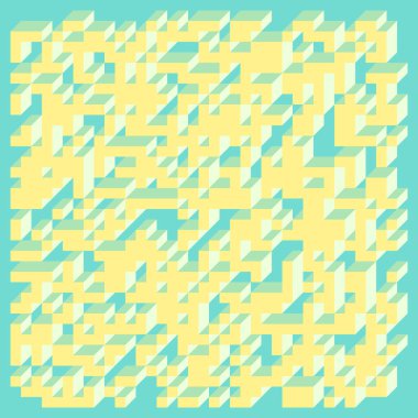 Edward Zajecs 2. Cubo 'nun 1971' deki uygulaması. Esasen 8 taştan oluşan bir Truchet fayans seti ve yerleştirme sanatı illüstrasyonu için kurallar 