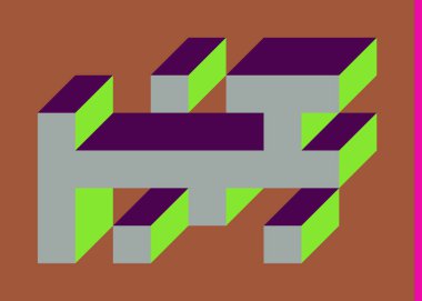 Edward Zajecs 2. Cubo 'nun 1971' deki uygulaması. Esasen 8 taştan oluşan bir Truchet fayans seti ve yerleştirme sanatı illüstrasyonu için kurallar 