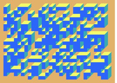 Edward Zajecs 2. Cubo 'nun 1971' deki uygulaması. Esasen 8 taştan oluşan bir Truchet fayans seti ve yerleştirme sanatı illüstrasyonu için kurallar 