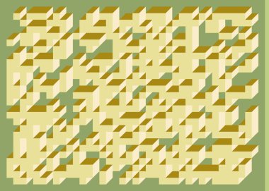 Edward Zajecs 2. Cubo 'nun 1971' deki uygulaması. Esasen 8 taştan oluşan bir Truchet fayans seti ve yerleştirme sanatı illüstrasyonu için kurallar 