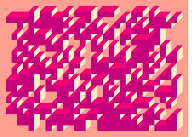 Edward Zajecs 2. Cubo 'nun 1971' deki uygulaması. Esasen 8 taştan oluşan bir Truchet fayans seti ve yerleştirme sanatı illüstrasyonu için kurallar 