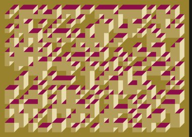 Edward Zajecs 2. Cubo 'nun 1971' deki uygulaması. Esasen 8 taştan oluşan bir Truchet fayans seti ve yerleştirme sanatı illüstrasyonu için kurallar 