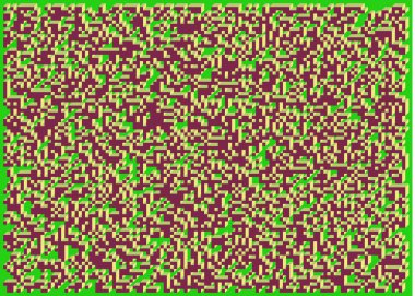 Edward Zajecs 2. Cubo 'nun 1971' deki uygulaması. Esasen 8 taştan oluşan bir Truchet fayans seti ve yerleştirme sanatı illüstrasyonu için kurallar 