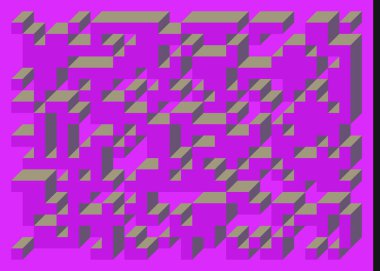 Edward Zajecs 2. Cubo 'nun 1971' deki uygulaması. Esasen 8 taştan oluşan bir Truchet fayans seti ve yerleştirme sanatı illüstrasyonu için kurallar 