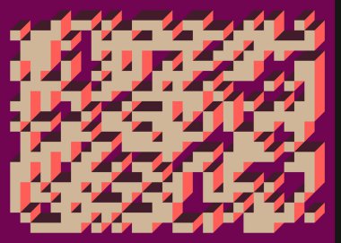 Edward Zajecs 2. Cubo 'nun 1971' deki uygulaması. Esasen 8 taştan oluşan bir Truchet fayans seti ve yerleştirme sanatı illüstrasyonu için kurallar 