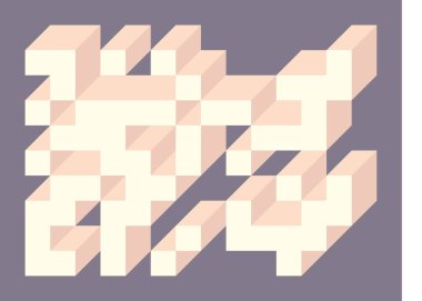 Edward Zajecs 2. Cubo 'nun 1971' deki uygulaması. Esasen 8 taştan oluşan bir Truchet fayans seti ve yerleştirme sanatı illüstrasyonu için kurallar 