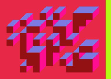 Edward Zajecs 2. Cubo 'nun 1971' deki uygulaması. Esasen 8 taştan oluşan bir Truchet fayans seti ve yerleştirme sanatı illüstrasyonu için kurallar 