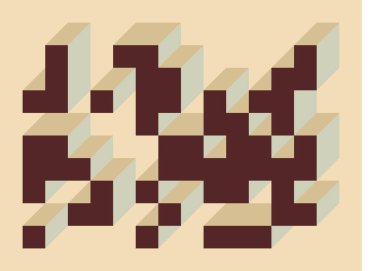 Edward Zajecs 2. Cubo 'nun 1971' deki uygulaması. Esasen 8 taştan oluşan bir Truchet fayans seti ve yerleştirme sanatı illüstrasyonu için kurallar 