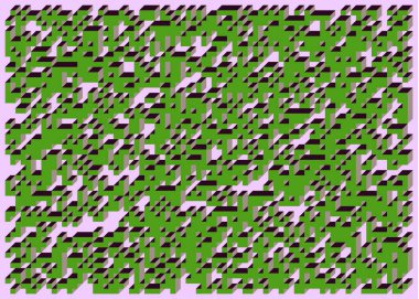 Edward Zajecs 2. Cubo 'nun 1971' deki uygulaması. Esasen 8 taştan oluşan bir Truchet fayans seti ve yerleştirme sanatı illüstrasyonu için kurallar 